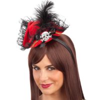 MINI CAPPELLO PIRATESSA IN VELLUTO ROSSO