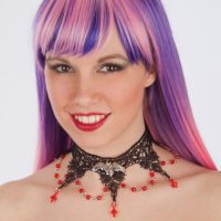 COLLARINO IN MACRAME C/ PERLE ROSSE E P