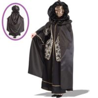 MANTELLO VENEZIANO IN RASO NERO C/CAPP.