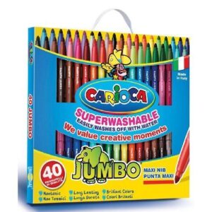 Carioca Jumbo 40 Pennarelli Colorati     Punta 6mm Scatola Cartone C/maniglia
