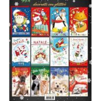 Biglietti Natale 9x14cm Ct+glitter 120pz