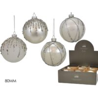 Palla Vetro 80mm Silver 4ass Disp