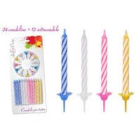 Set 24 Candele + 12 Sottocandela