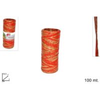 Nastro Raffia 100mt Bicolore Rosso/oro