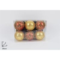 Palle 8cm Set 6pz Rosso/oro C/decoro Gli