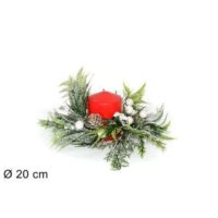 Girocandela Stelle E Bacche Bianco 20cm