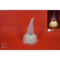 Gnomo Natale 26cm Luce Cappello Rosa