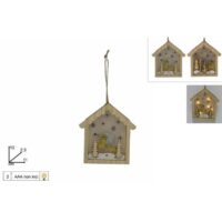 Casetta Legno C/luci Scenario Renne 2ass